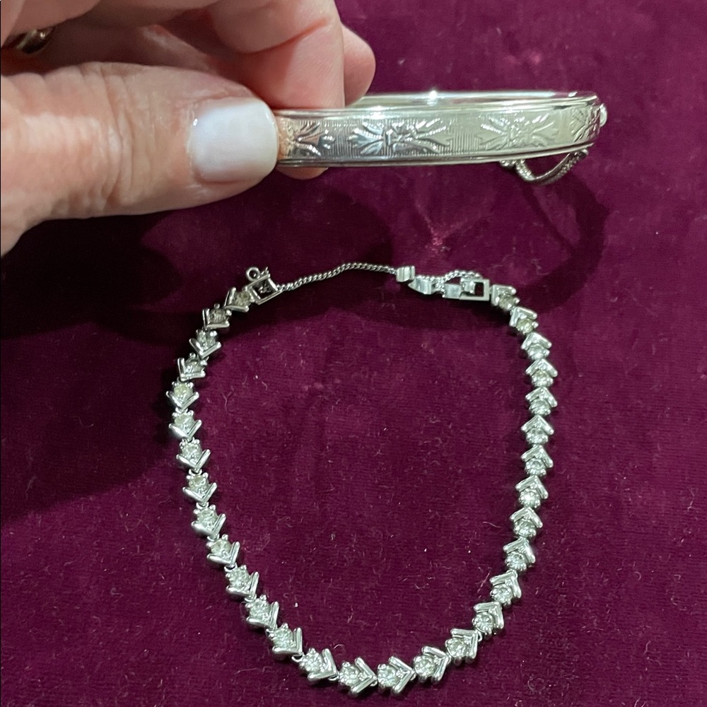 Silver Bracelet Duo! Bangle and Sparkling